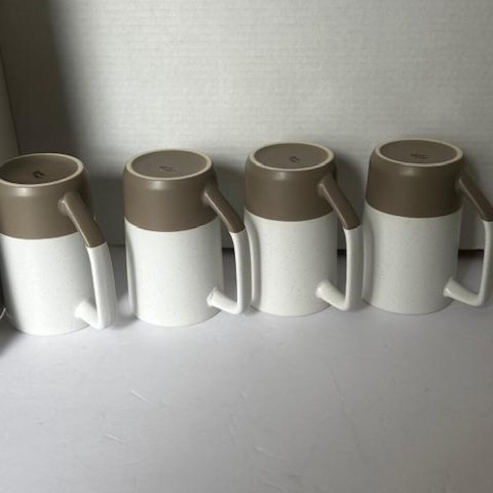 4 Liquid Logic Brand Coffee Cup Mug 2 Tone Speckled Ceramic 5.3 in. NEW